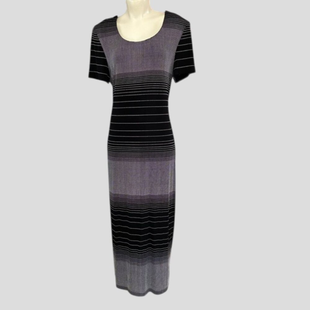 Joseph Ribkoff Black & White Sheath Short Sleeve Maxi Dress Size 16